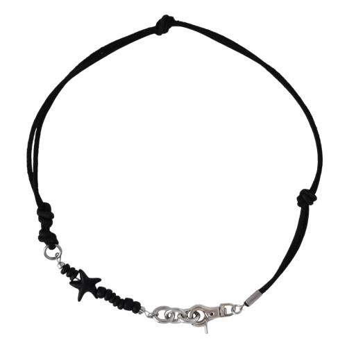 black s.p leather necklace