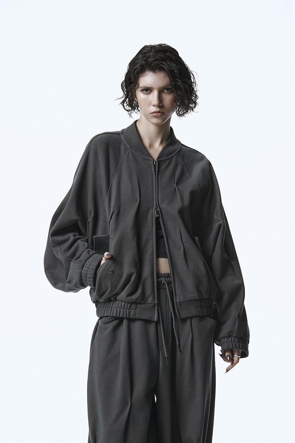 Bar-Tack Set-up Sweat Jumper [ Charcoal ]