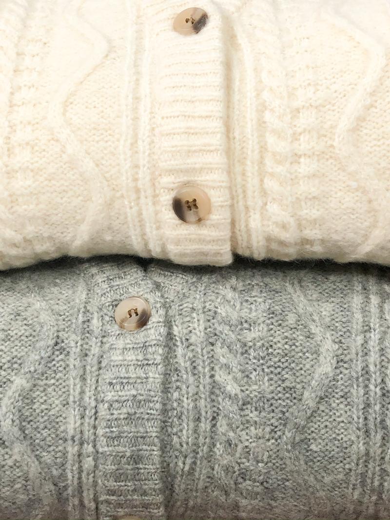 Basic Wool Cardigan in Grey/Beige