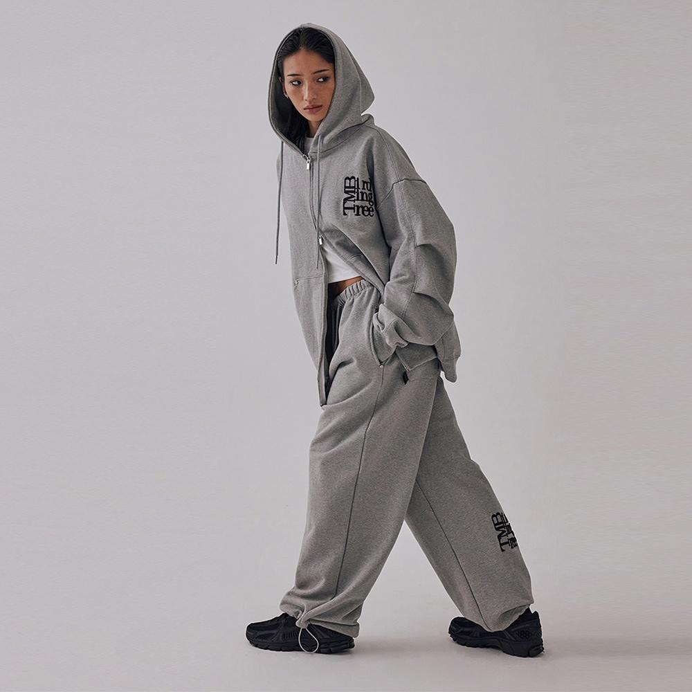 TMB Square Logo Sweat Hoodie Zip-up [ Gray ]