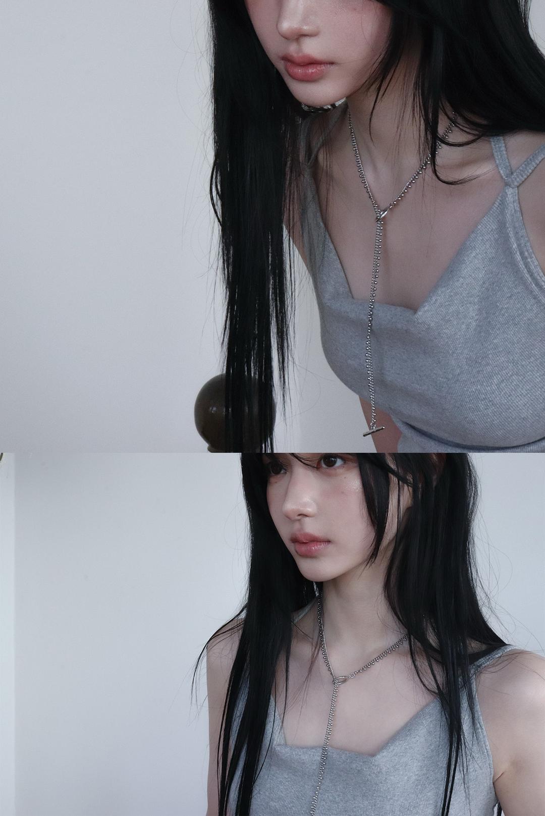 DROP TOGGLE LACE CHAIN NECKLACE