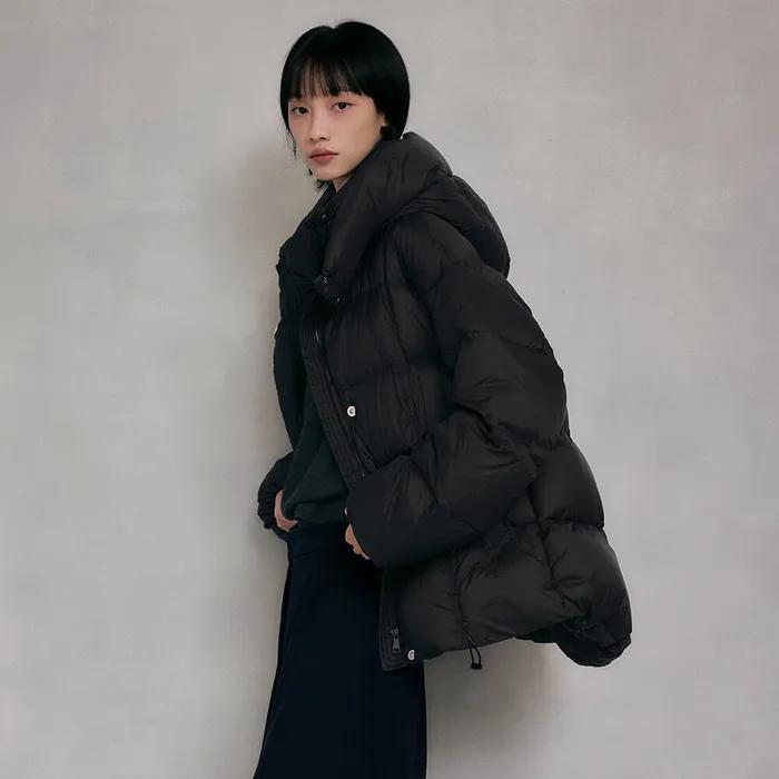 이지 웜 후디드 덕 다운 점퍼 [블랙]