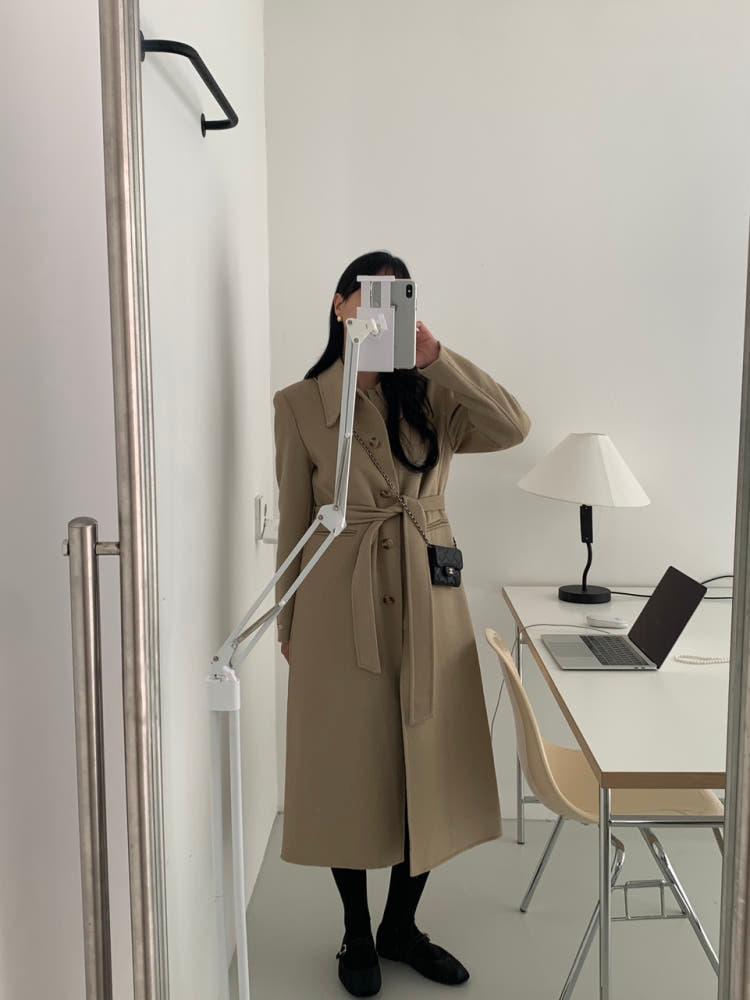 메텔 스탠다드 일자 히든버튼 로브 핸드메이드 코트 2col