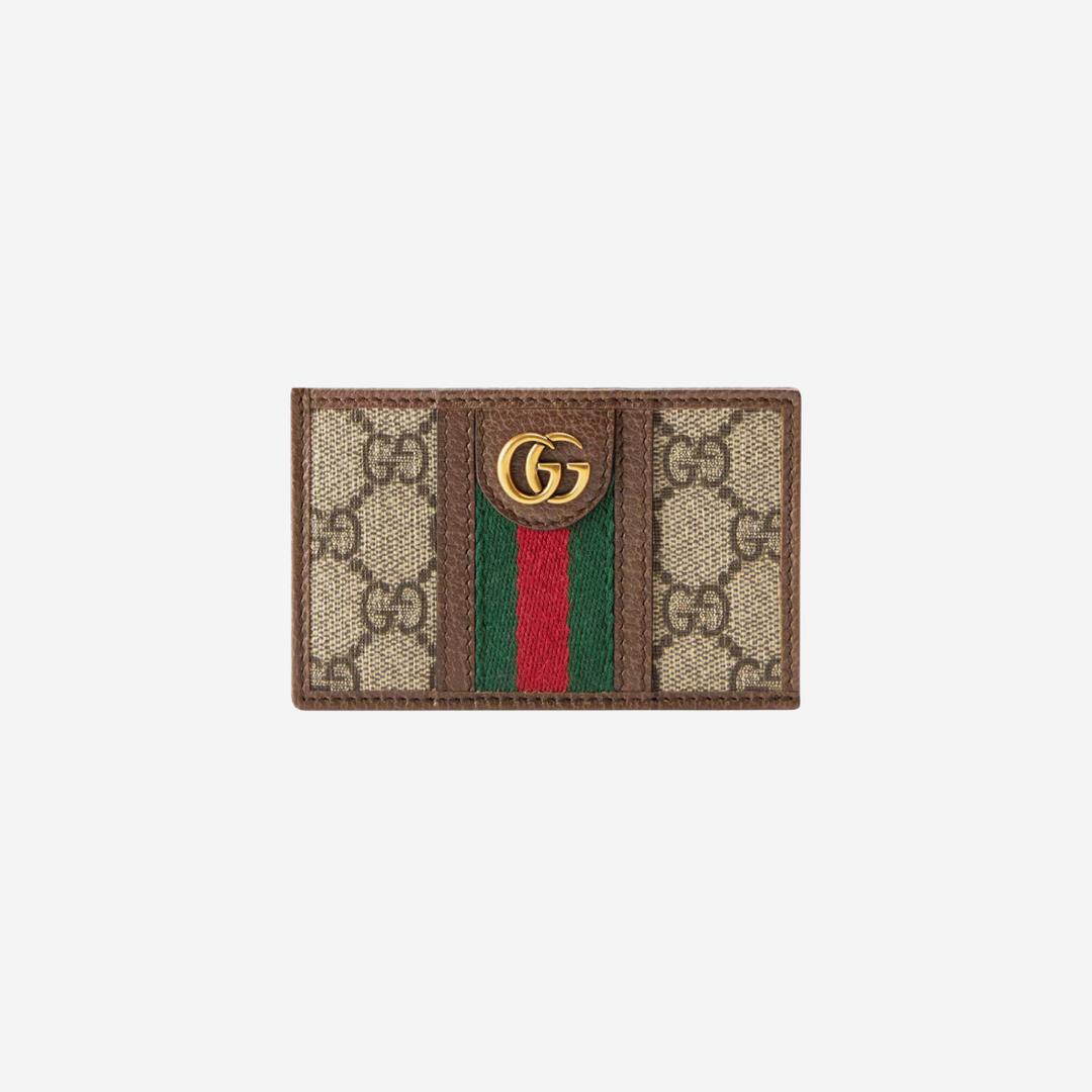 Gucci Ophidia GG Card Case Beige Ebony