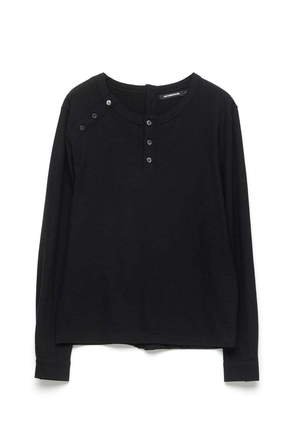 Triple Henley Neck Tee Black
