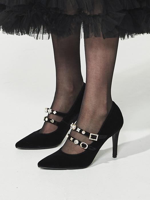 KLIMT_black Velvet  Maryjane Jewelry  High Heels