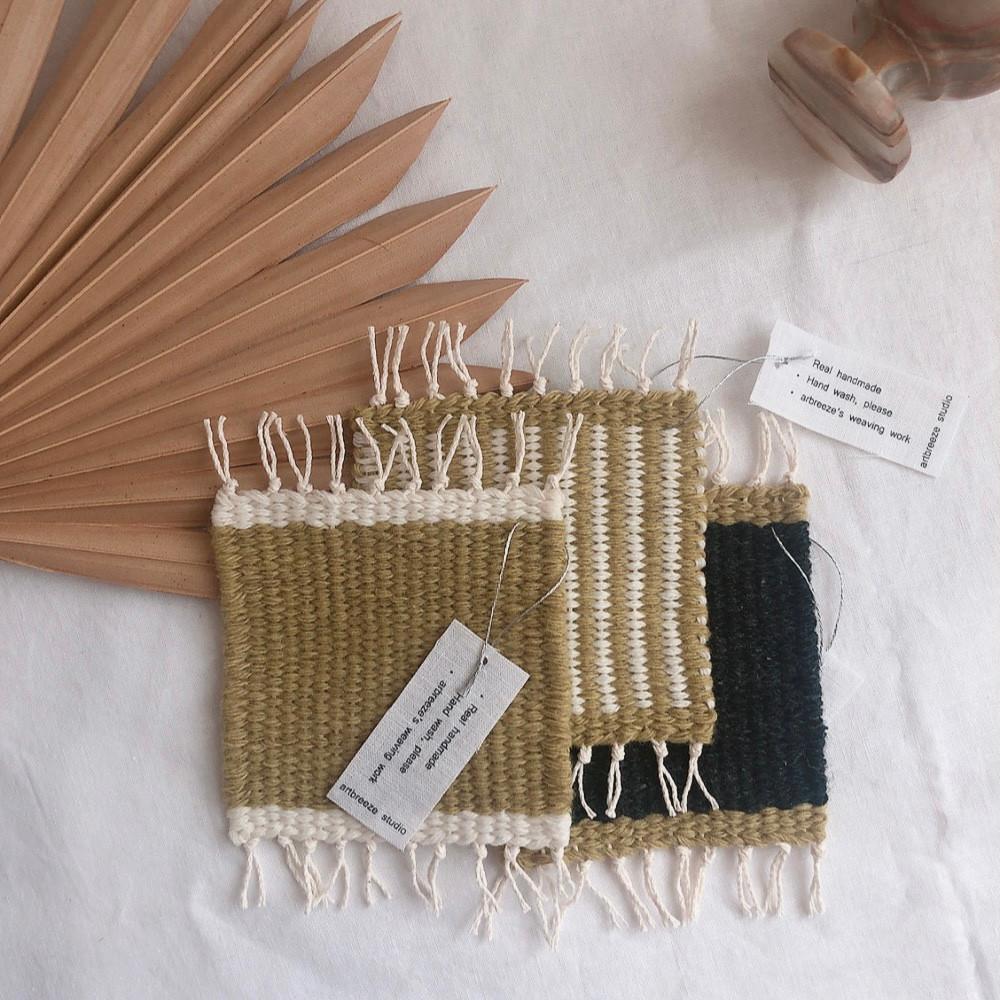 olive weaving coaster 티코스터 위빙 컵받침 감성소품 홈카페, 아트브리즈