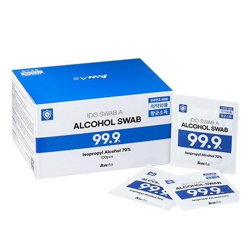 AWAS 국내산 알콜스왑 항균 소독솜 알콜솜, 1개입, 100개