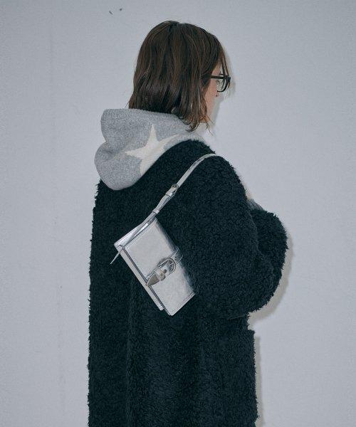 BELTED FLAP_metallic silver foiled plain