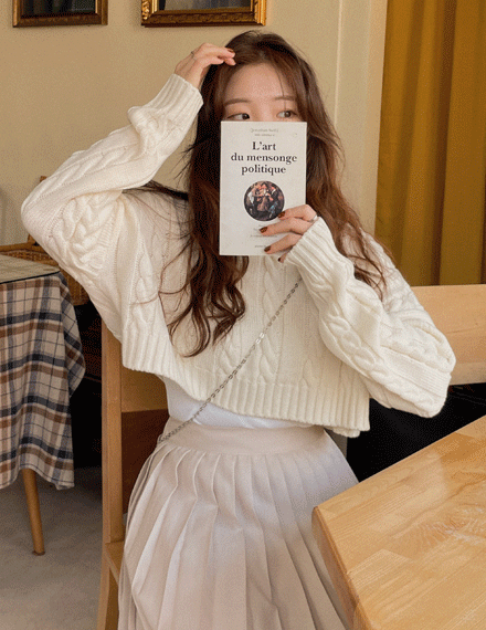 로치꽈배기크롭니트