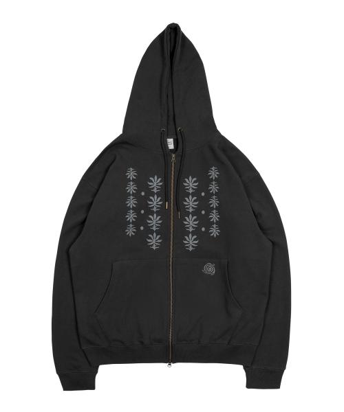 TCM ethnic hooded zip-up (charcoal)