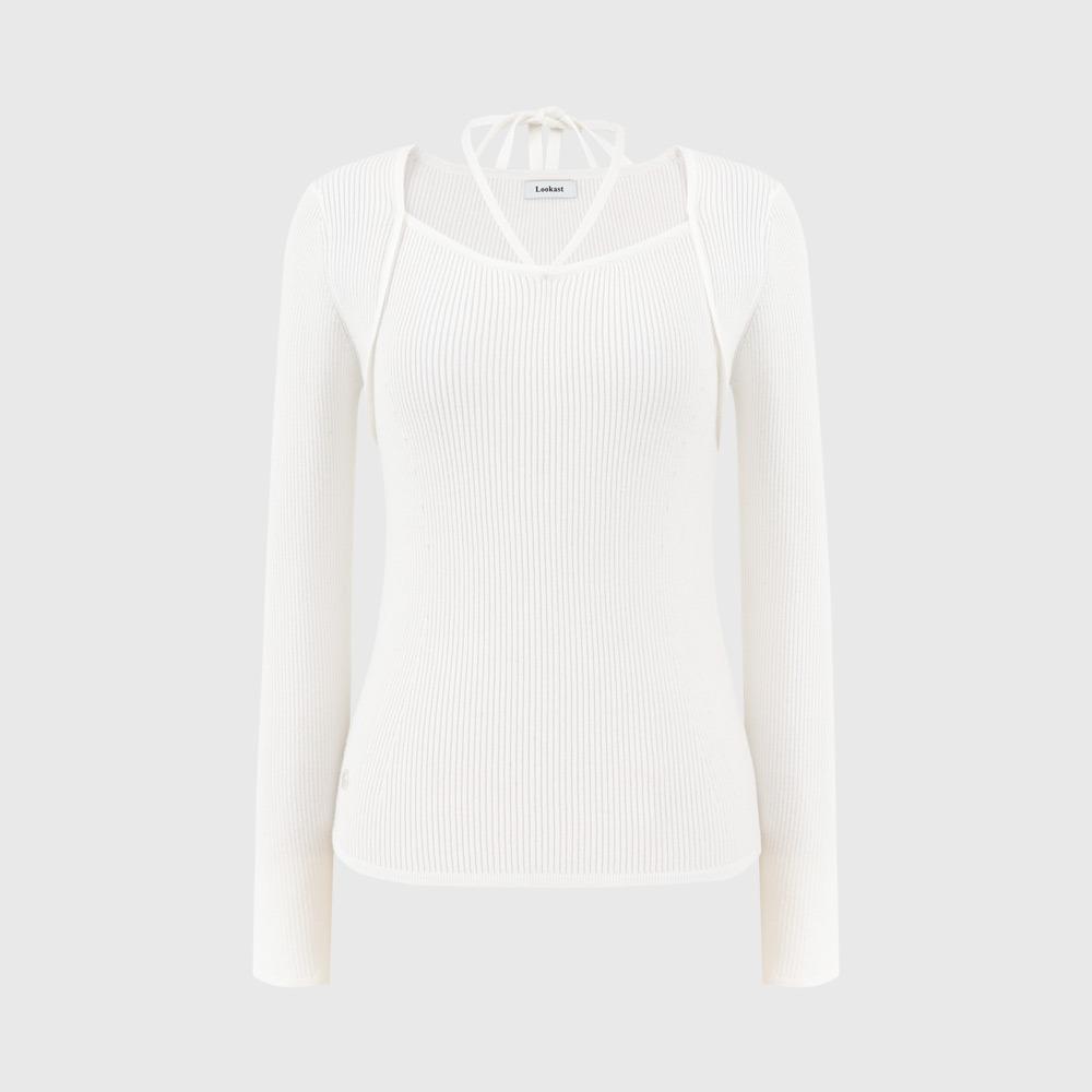 로사 스트랩 니트 탑_화이트 / ROSA STRAP KNIT TOP_WHITE