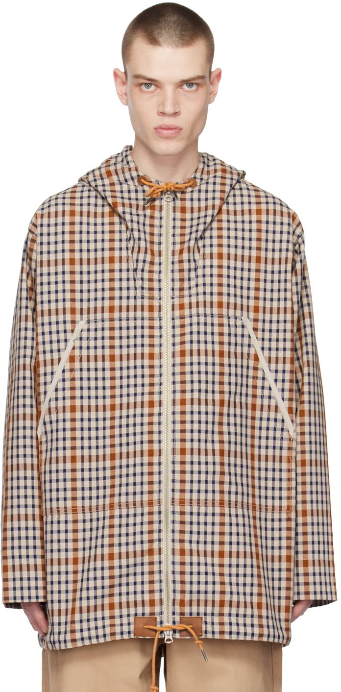 브라운 체크 코트