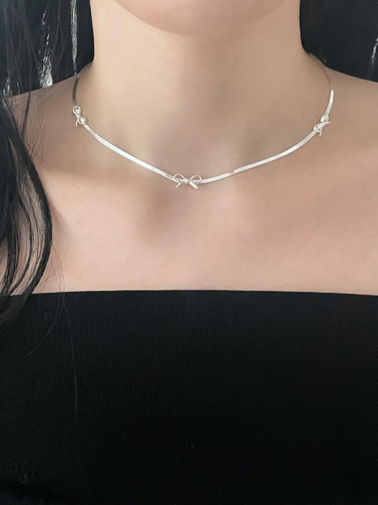 [모브닝/ 925 silver] 세이니 리본목걸이