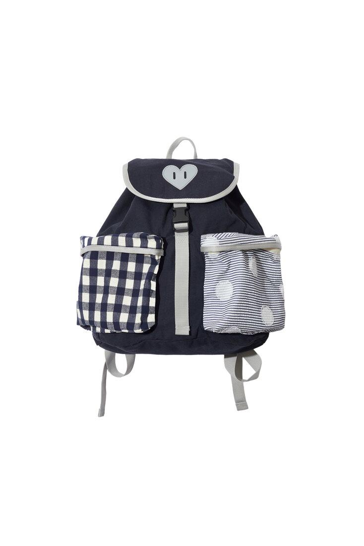 CHECK MIXED 2 POCKET BACKPACK (NAVY)