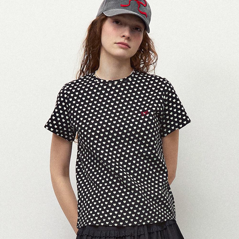 HEART PATTERN T SHIRT BLACK