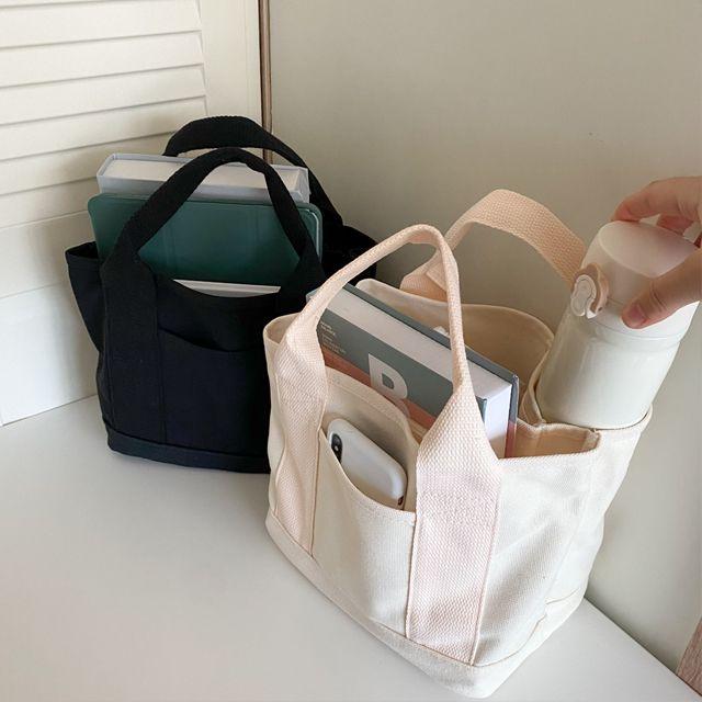 스퀘어 포켓 텀블러 캔버스 미니 버킷 에코 토트백 2col