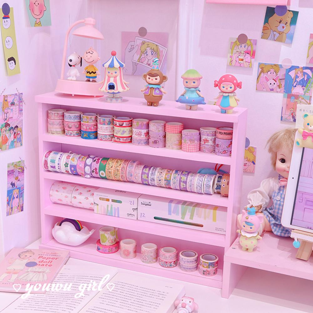 C315 핑크 여리여리 소녀감성 다꾸 3단 4단 테이프정리함 진열대
