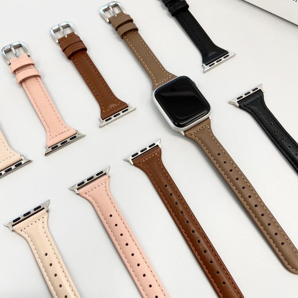 애플워치 스트랩 슬림라인 가죽 밴드 시계줄 데일리커버
