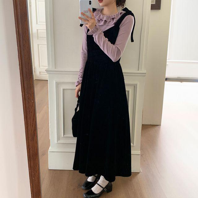 해피 벨벳 원피스 뷔스티에 롱원피스