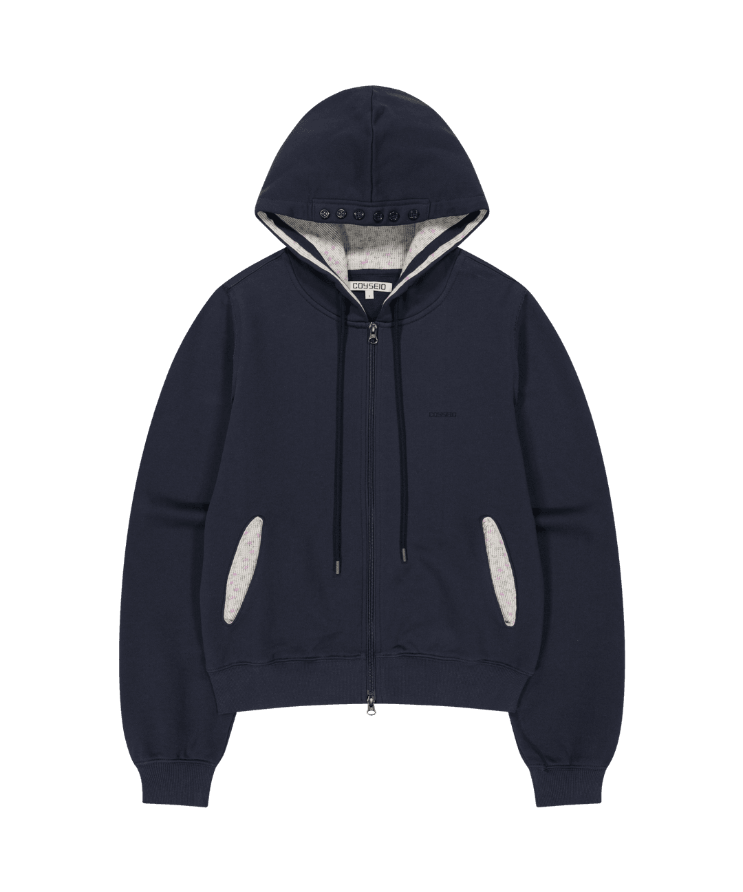FLOWER POINT ZIP-UP HOODIE NAVY