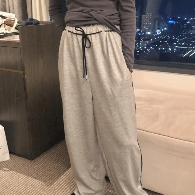 Venny pants 베니 팬츠 스트링 와이드 스웻 롱 밴딩