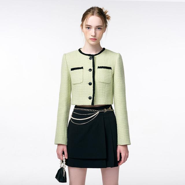 렉토 RC CLASSIC WAIST BELT DETAIL CROP JACKET (DUSTY BLUE