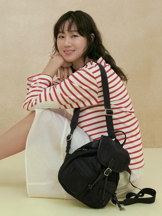 double pocket nylon backpack - black (S)