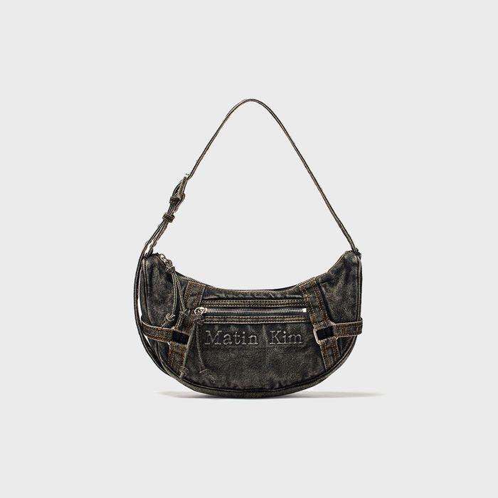 MATIN WASHED DENIM MINI HOBO BAG IN BLACK