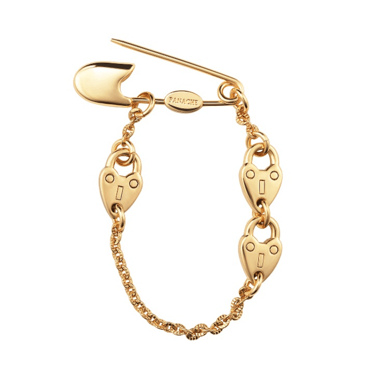 Heart Padlock Safety Pin Brooch