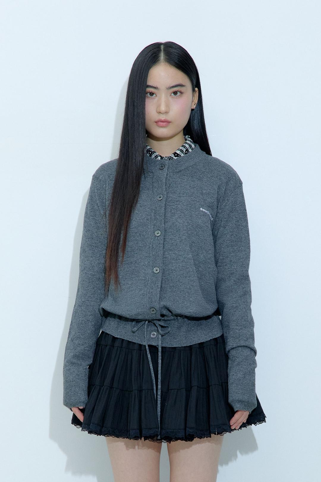 STRAP WOOL CARDIGAN GRAY