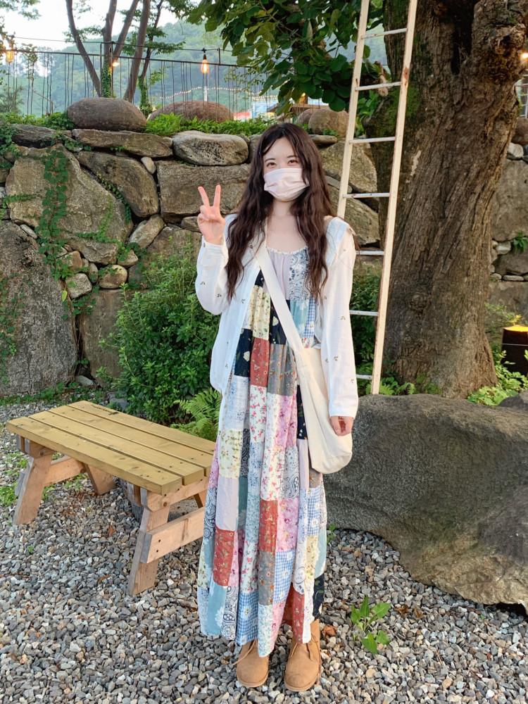 나츠요 패치워크 나시 롱 원피스 아오이유우 러블리빈티지 스즈코 하구미