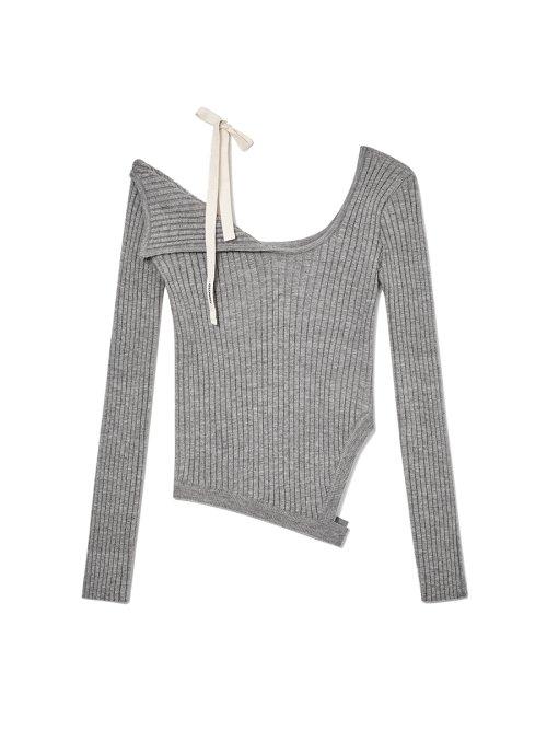 ISA ASYMMETRICAL KNIT TOP (GRAY)