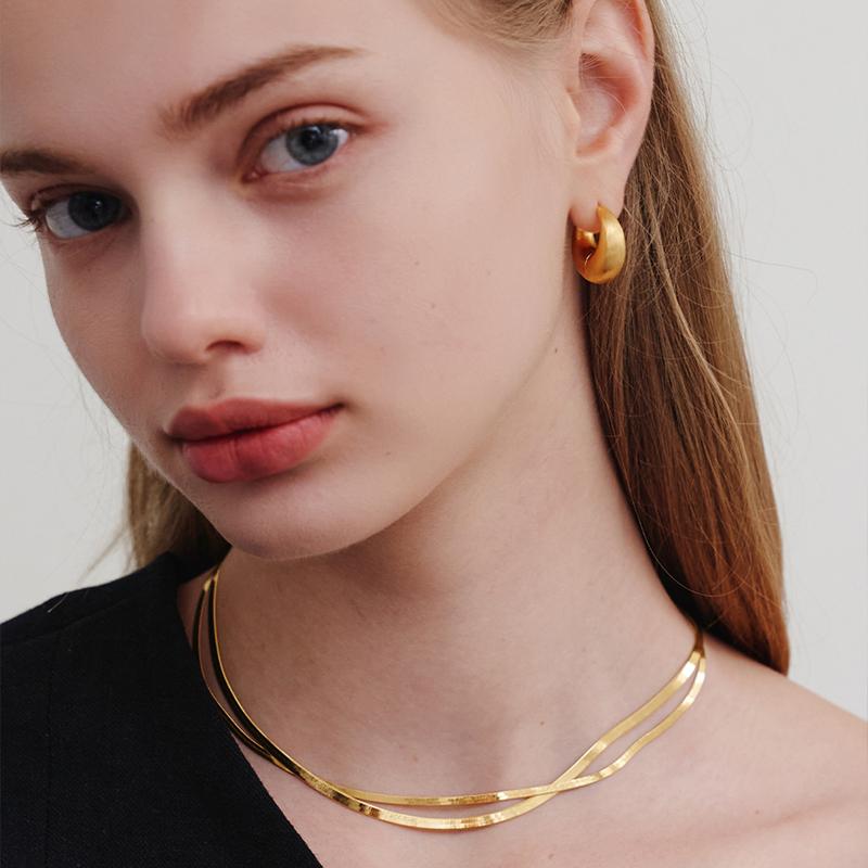 23 투 레이어 뱀줄 목걸이 -골드