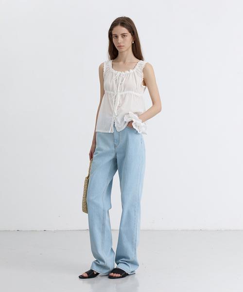 SHIRRING SLEEVELESS BLOUSE_UDBL5B228_IVORY