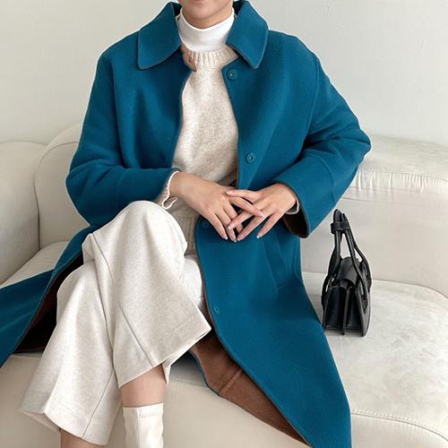 울100%  카라 베이직 코트