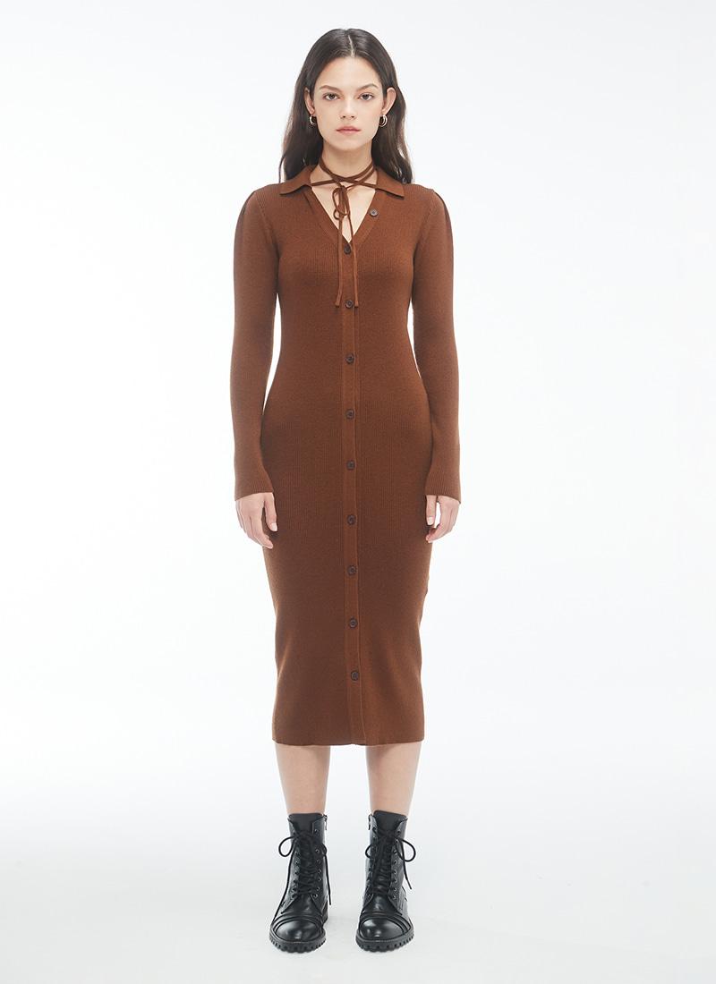 #ZPA3 말레나 니트 드레스 [BROWN]