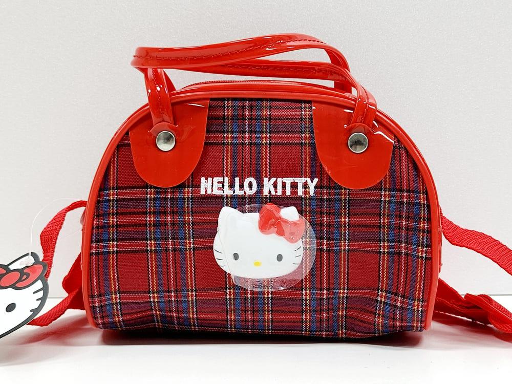 [고전문구] 헬로키티 타탄 체크 에나멜 미니 가방 고전 키티 가방