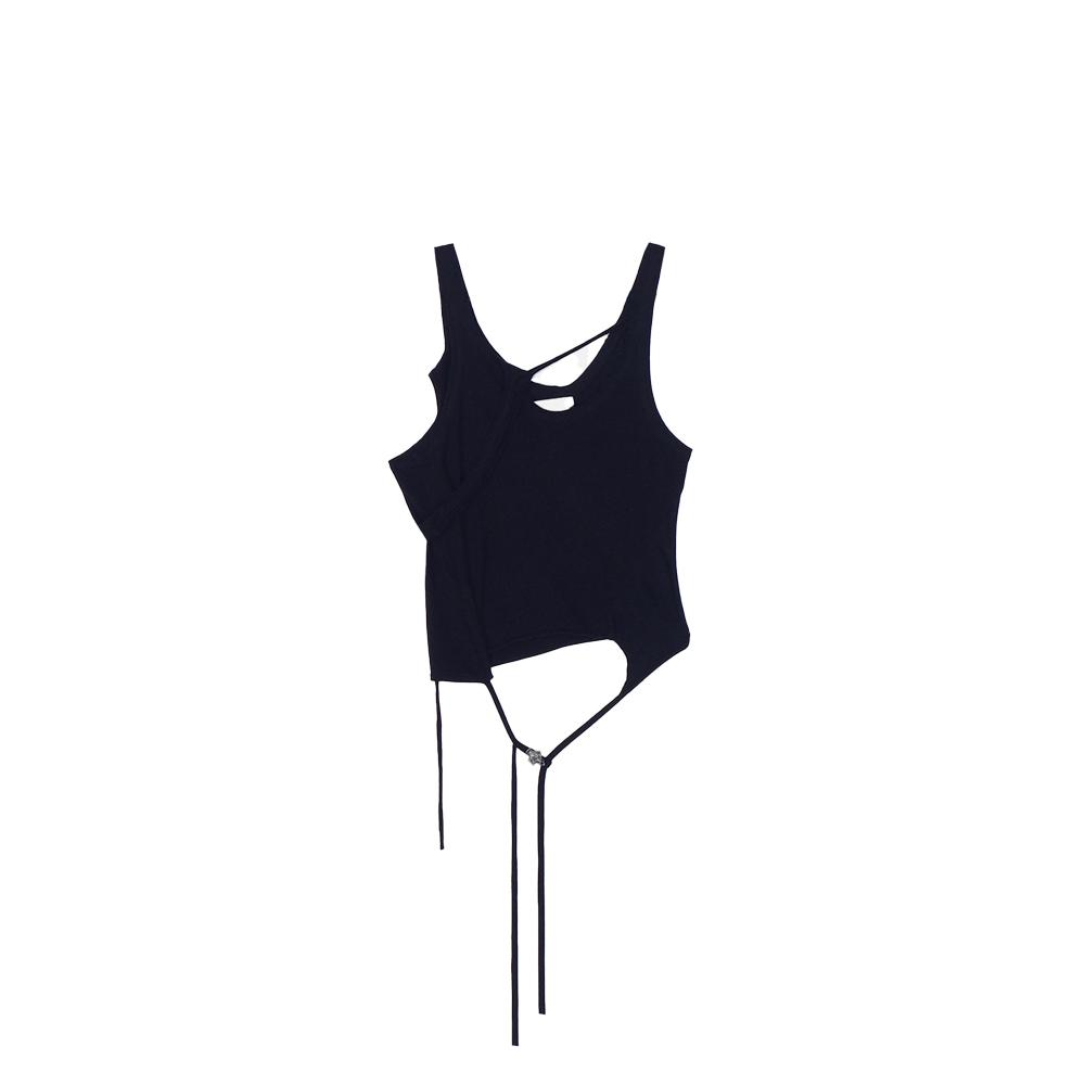 [AE SYNCTX : 에이시넥틱스] TRIMMED SLEEVELESS TOP BLACK