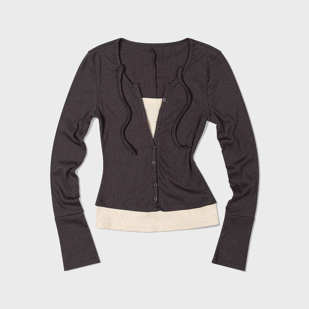 헨리넥 레이어드 슬리브 (CHARCOAL)