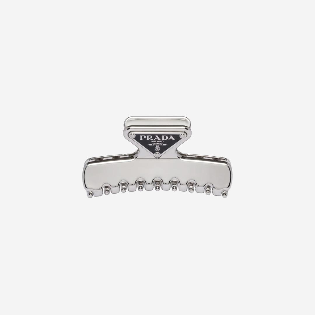 (W) Prada Metal Hair Clip Steel Gray