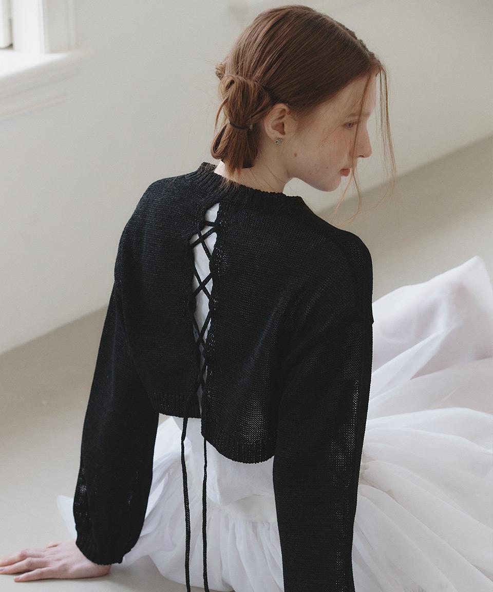 Plié Two-way Ribbon Bolero ( Black )