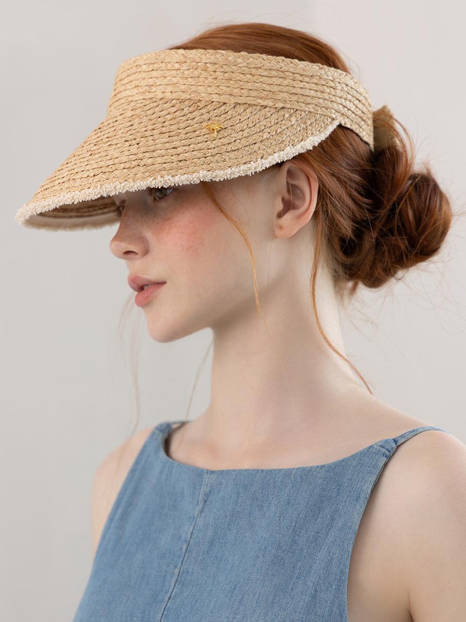 타티아나 그리스 벨크로 천연 라피아 썬바이저 HT8181