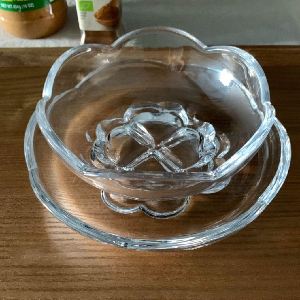 클로버 유리 디저트 볼 글라스 요거트 유리그릇 앞접시