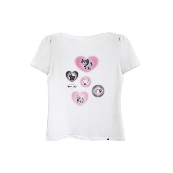 (NOFFICIALNOFFICE) Kitch Puppy T-Shirt Cute Fit White