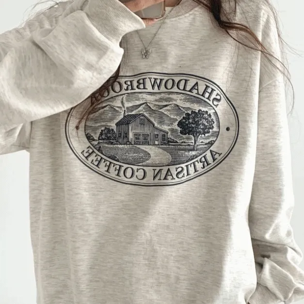 [특양면]  빈티지 루즈핏 오버핏 반티 라운드 섀도우 맨투맨 - 3color