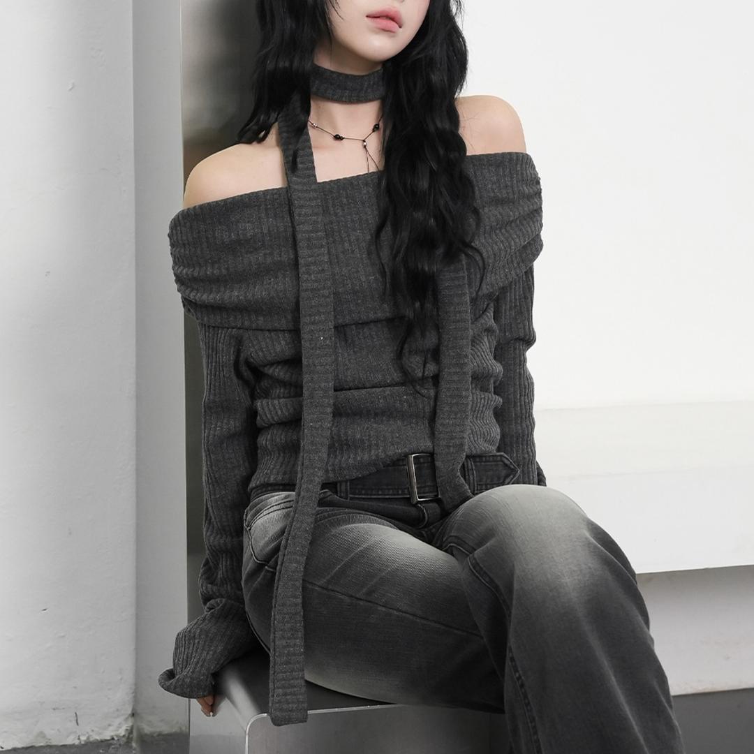 [머플러세트]브리닌 오프숄더 티셔츠