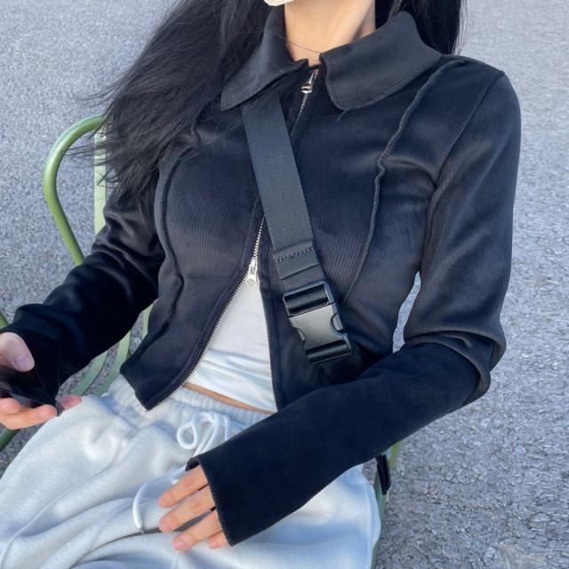 two-way mink collar zip-up 투웨이 슬림 카라 집업 (2color)