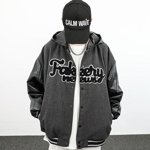 오버핏 후드 블루종 스타디움 자켓