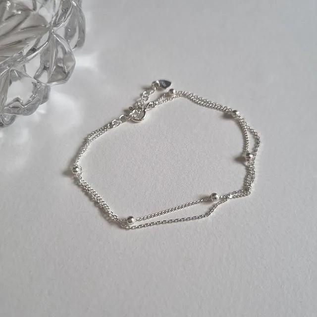 925 silver 레이어드 볼 체인 실버 은팔찌 순은 얇은 팔찌